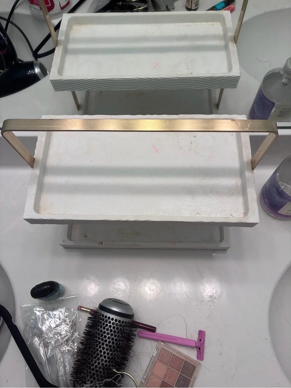 Two Tier Countertop Vanity Organizer White Shelf
